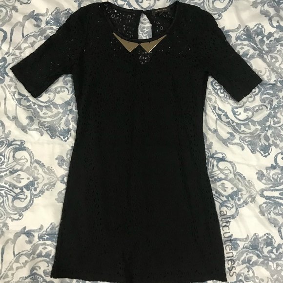 Maxinne Mode Black Lace Mini Dress - Picture 1 of 3